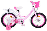 Volare Ashley 16 inch meisjesfiets - Roze - inclusief handrem, terugtraprem, zijwieltjes, gesloten kettingkast, verstelbaar zadel en stuur, rieten mandje, reflectoren, bel en hoogwaardig materiaal - Fitmarktnl